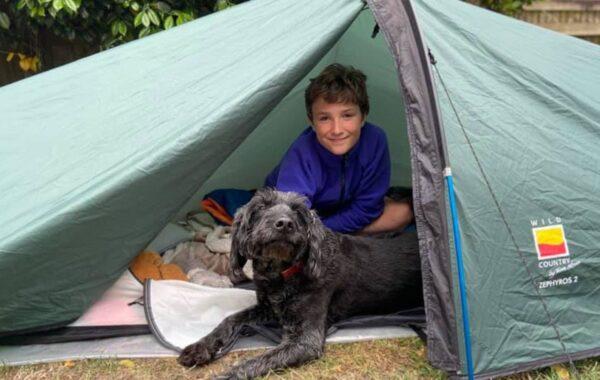 Max Camping In His Garden