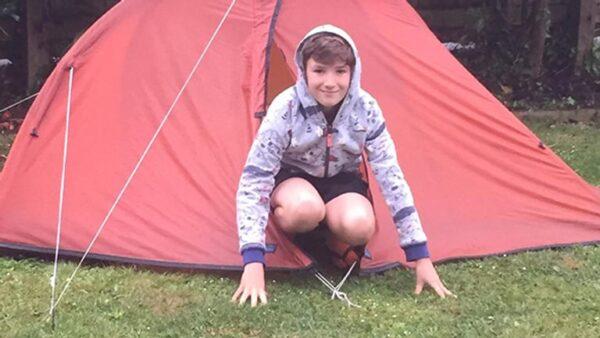 Max Camping In His Garden