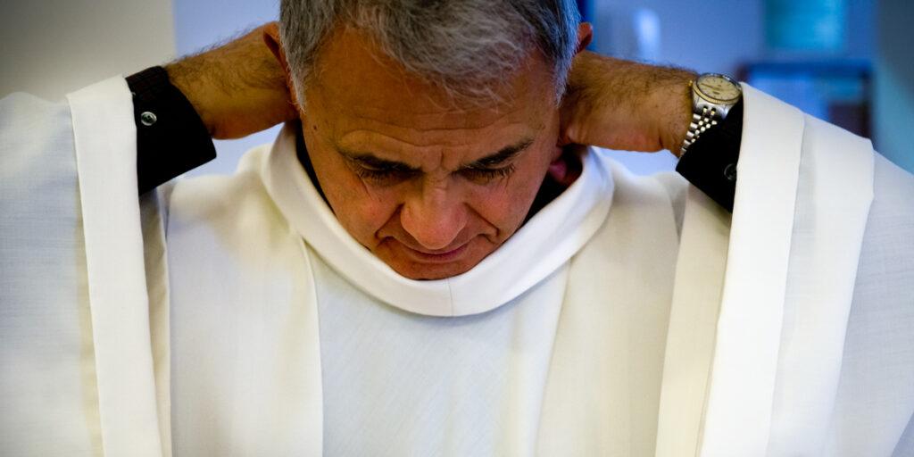 Long White Linen Vestment Worn By Priests